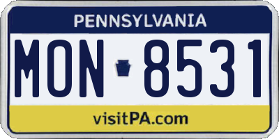 PA license plate MON8531