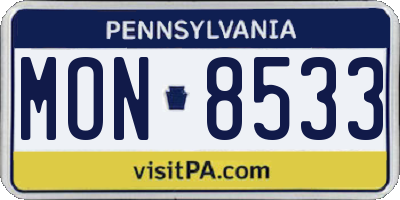 PA license plate MON8533