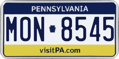 PA license plate MON8545