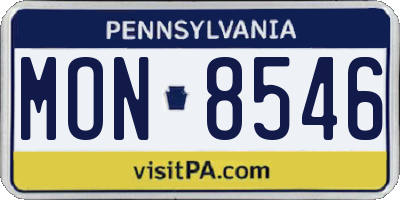 PA license plate MON8546
