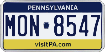 PA license plate MON8547