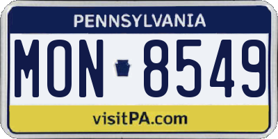 PA license plate MON8549