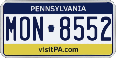 PA license plate MON8552