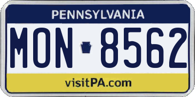 PA license plate MON8562