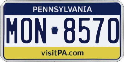 PA license plate MON8570