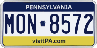 PA license plate MON8572