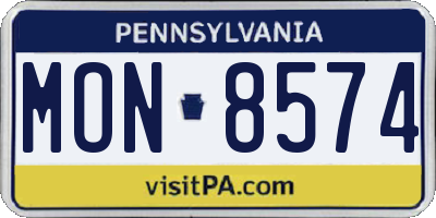 PA license plate MON8574