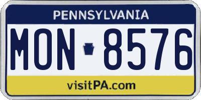 PA license plate MON8576