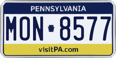 PA license plate MON8577