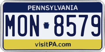 PA license plate MON8579