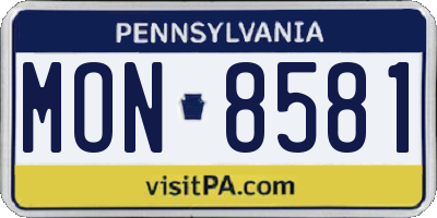 PA license plate MON8581