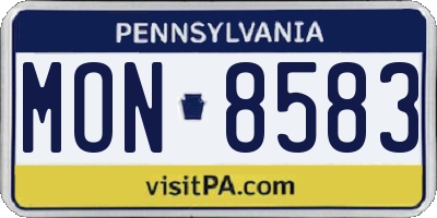 PA license plate MON8583