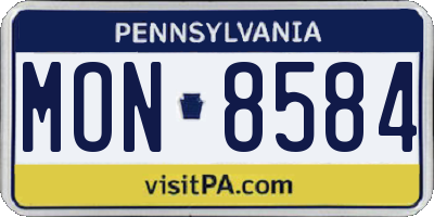 PA license plate MON8584