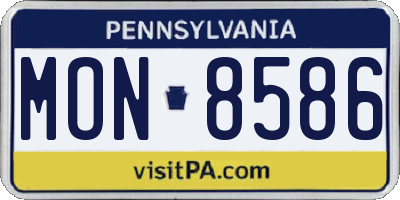 PA license plate MON8586