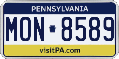 PA license plate MON8589
