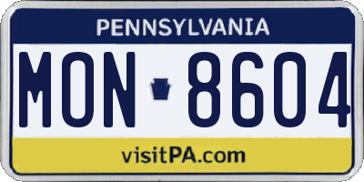 PA license plate MON8604
