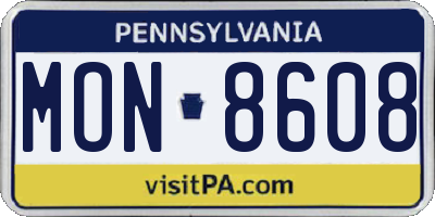 PA license plate MON8608