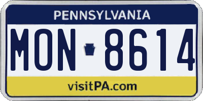 PA license plate MON8614