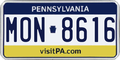 PA license plate MON8616