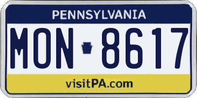 PA license plate MON8617