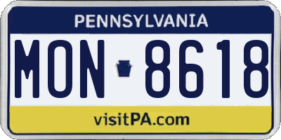 PA license plate MON8618