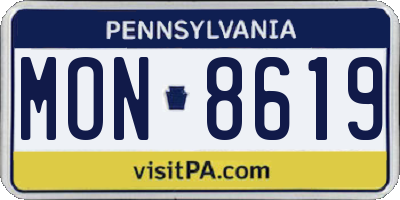PA license plate MON8619