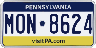 PA license plate MON8624
