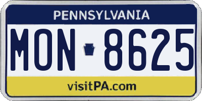 PA license plate MON8625