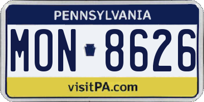 PA license plate MON8626