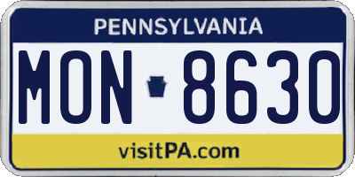 PA license plate MON8630