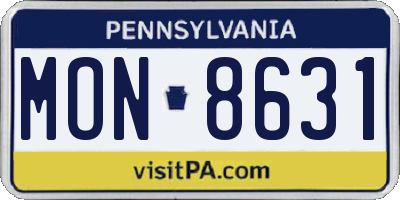 PA license plate MON8631