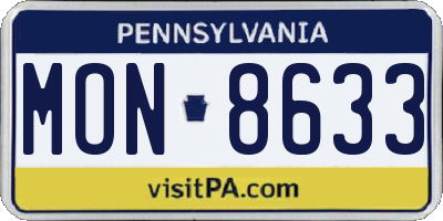 PA license plate MON8633