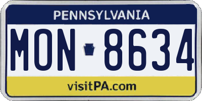 PA license plate MON8634
