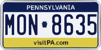 PA license plate MON8635