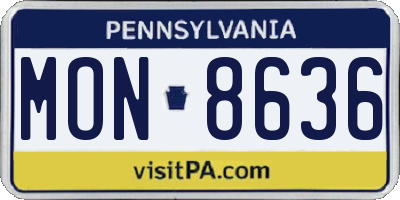 PA license plate MON8636