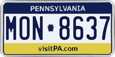PA license plate MON8637