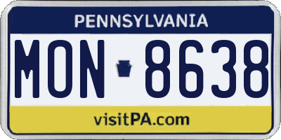 PA license plate MON8638