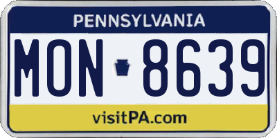 PA license plate MON8639