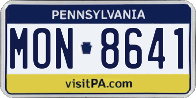 PA license plate MON8641