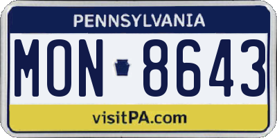 PA license plate MON8643