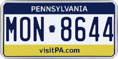 PA license plate MON8644
