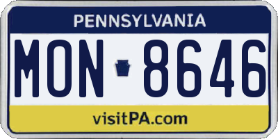 PA license plate MON8646