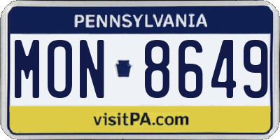 PA license plate MON8649