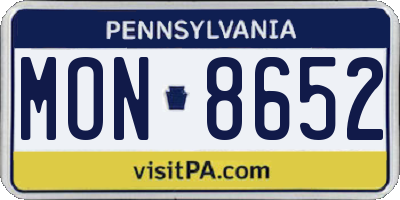 PA license plate MON8652