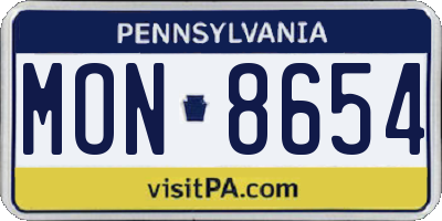 PA license plate MON8654