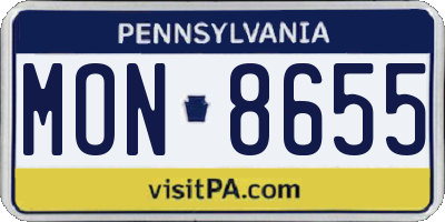 PA license plate MON8655