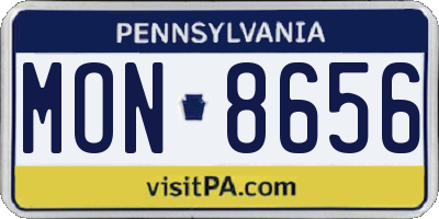 PA license plate MON8656