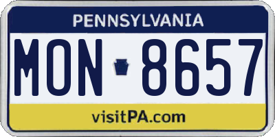 PA license plate MON8657