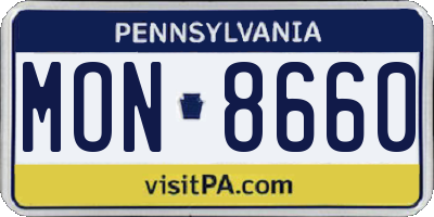 PA license plate MON8660