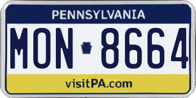 PA license plate MON8664